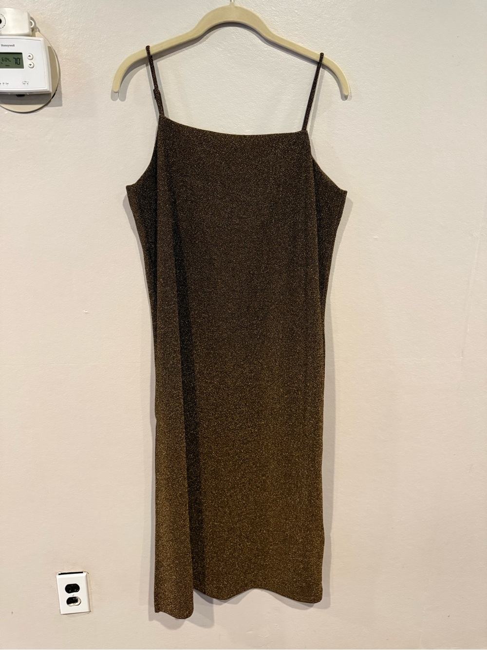 H&M Metallic Brown Slip Mini Dress with Spaghetti Straps
